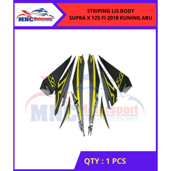 STRIPING LIS BODY SUPRA X 125 FI 2018 KUNING ABU