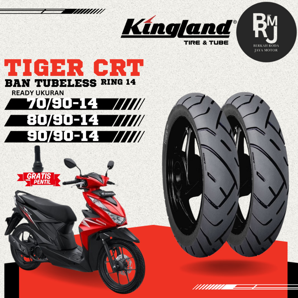 BAN MOTOR RING 14 70/90 80/90 90/90 KINGLAND TIGER CRT TUBELESS VARIO BEAT MIO