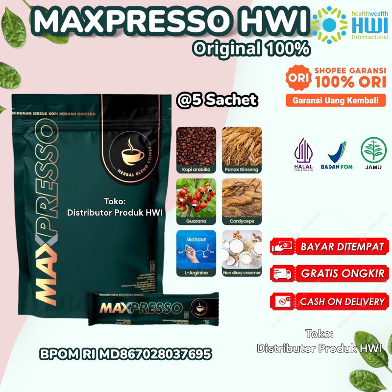 

Maxpresso Coffee Hwi Original 5 Sachet Kopi Maxpresso Hwi Ginseng Stamina Pria