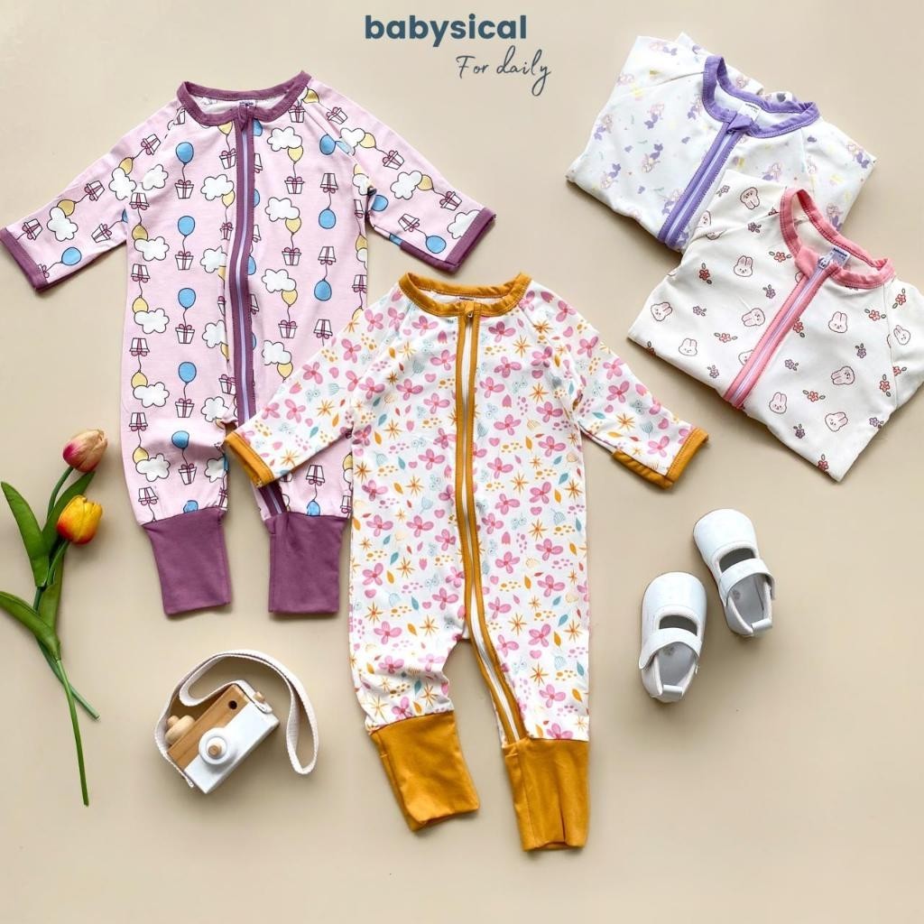 BABYSICAL 0-2 Tahun KIMMY SLEEPSUIT ZIPPER GIRL - Aneka Sleepsuit Zipper Baju Bayi Baby Jumper Perem