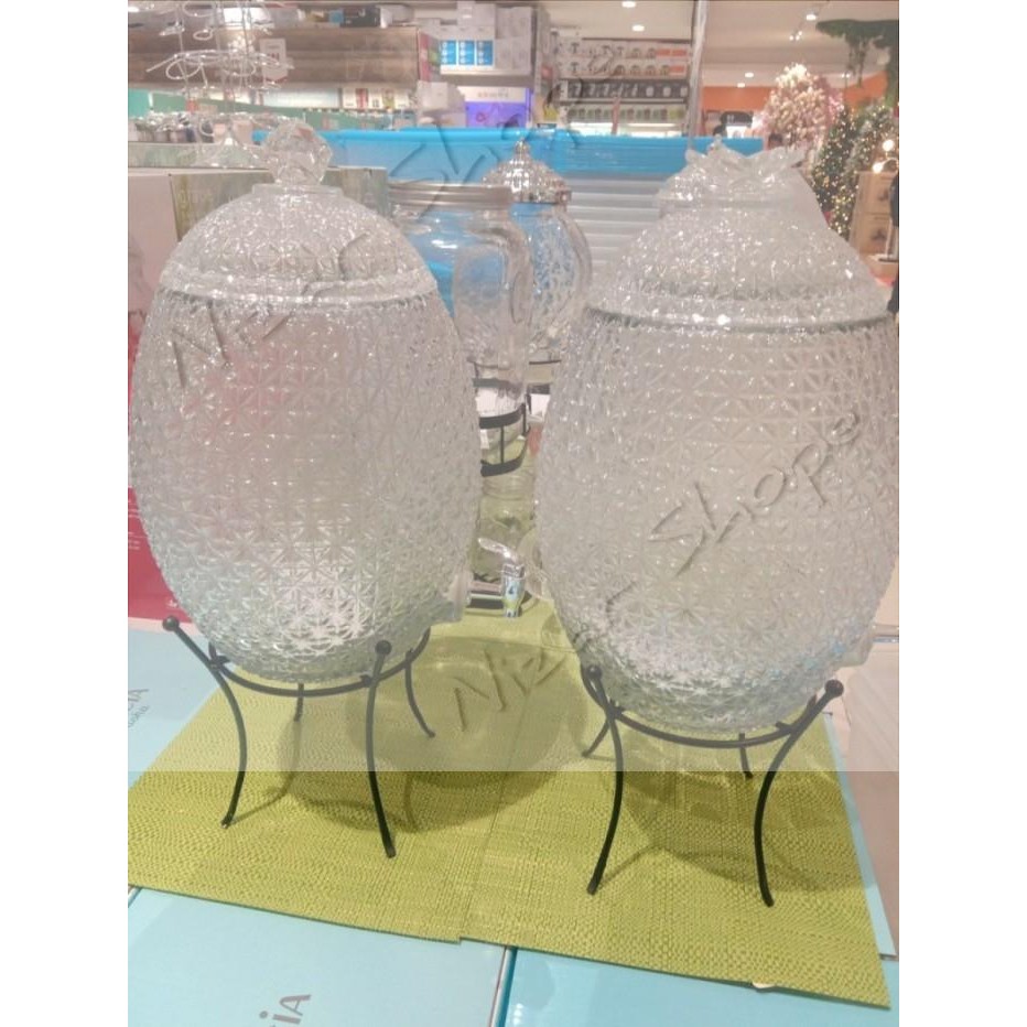 Delicia Beverage Glass Tank 10 Liter / Dispenser Kaca nanas dengan Rak