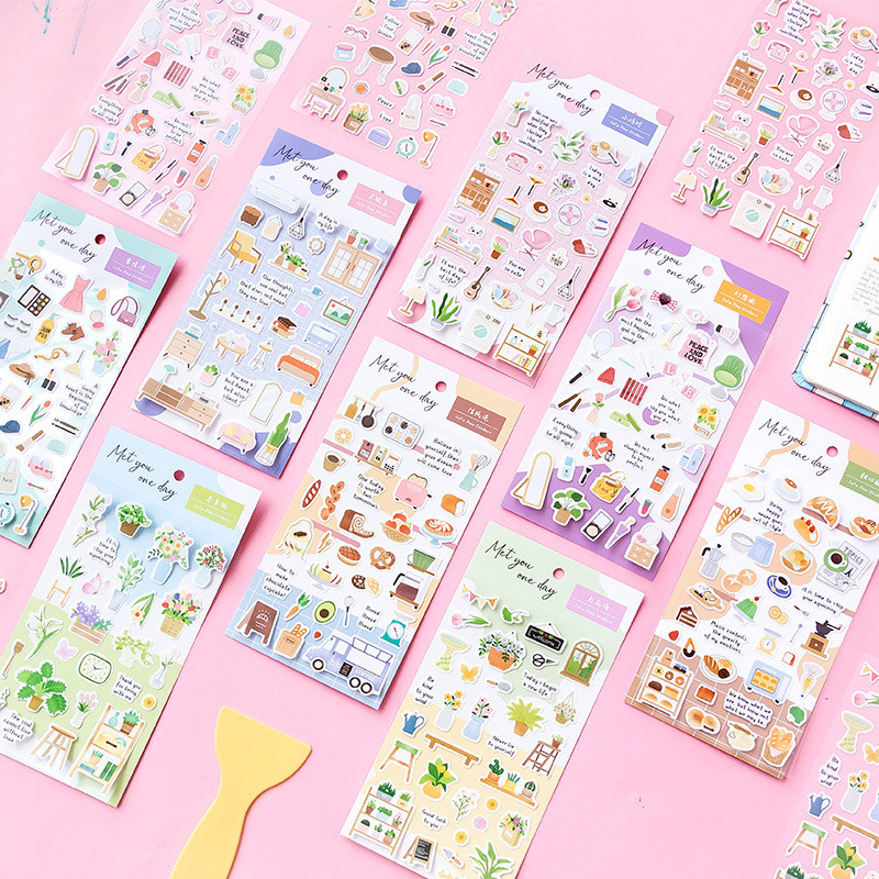 

Food Drink Green Plants Scrapbooking Stickers Self-Adhesive Sticker Diary Stationery Calendar Decorative DIY Craft For Journal