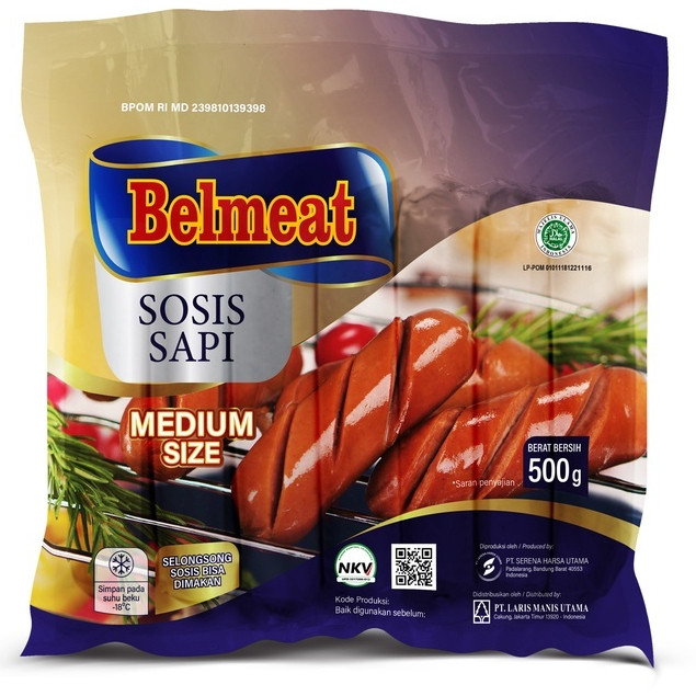 

Sosis Sapi Belmeat Sosis Sapi Mini isi 10 kemasan 500 Gr