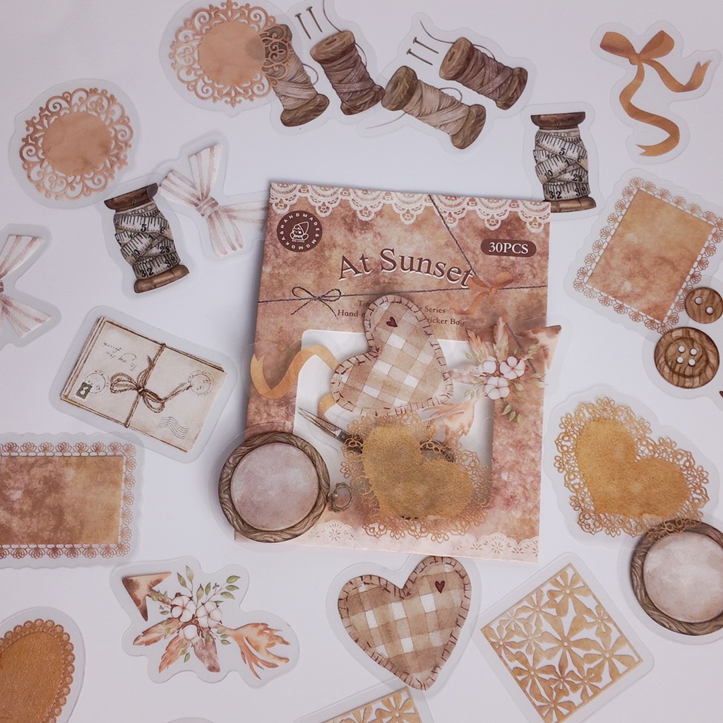 

30pcs Matte PET sticker pack Retro Art Handbook Junk Journal Collage Decoration Material Sticker Aesthetics Stationery Sticker