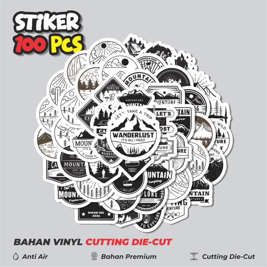 

Terbaru! 50 pcs Sticker Logo Outdoor Hitam Sticker Dekorasi Lucu Kreatif untuk Notebook, Skateboard, HP