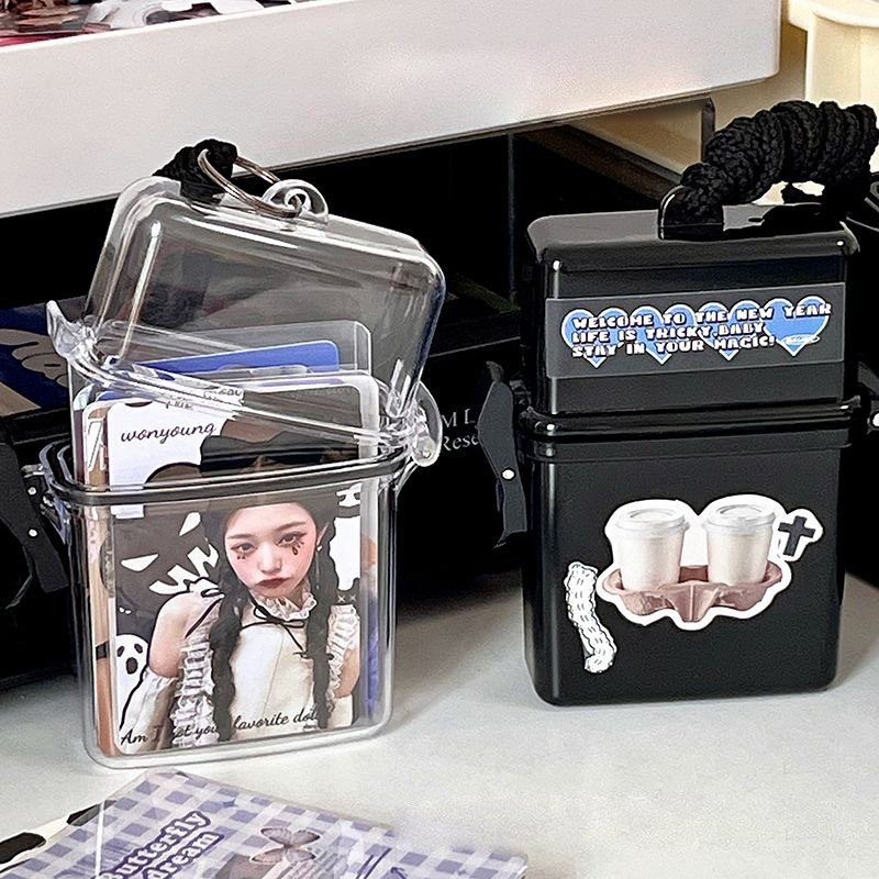 

Ins Toploader Photocards Storage Box Kpop Idol Photo Card Holder Boxes Kawaii Album Case Container Portable sleeve storage box