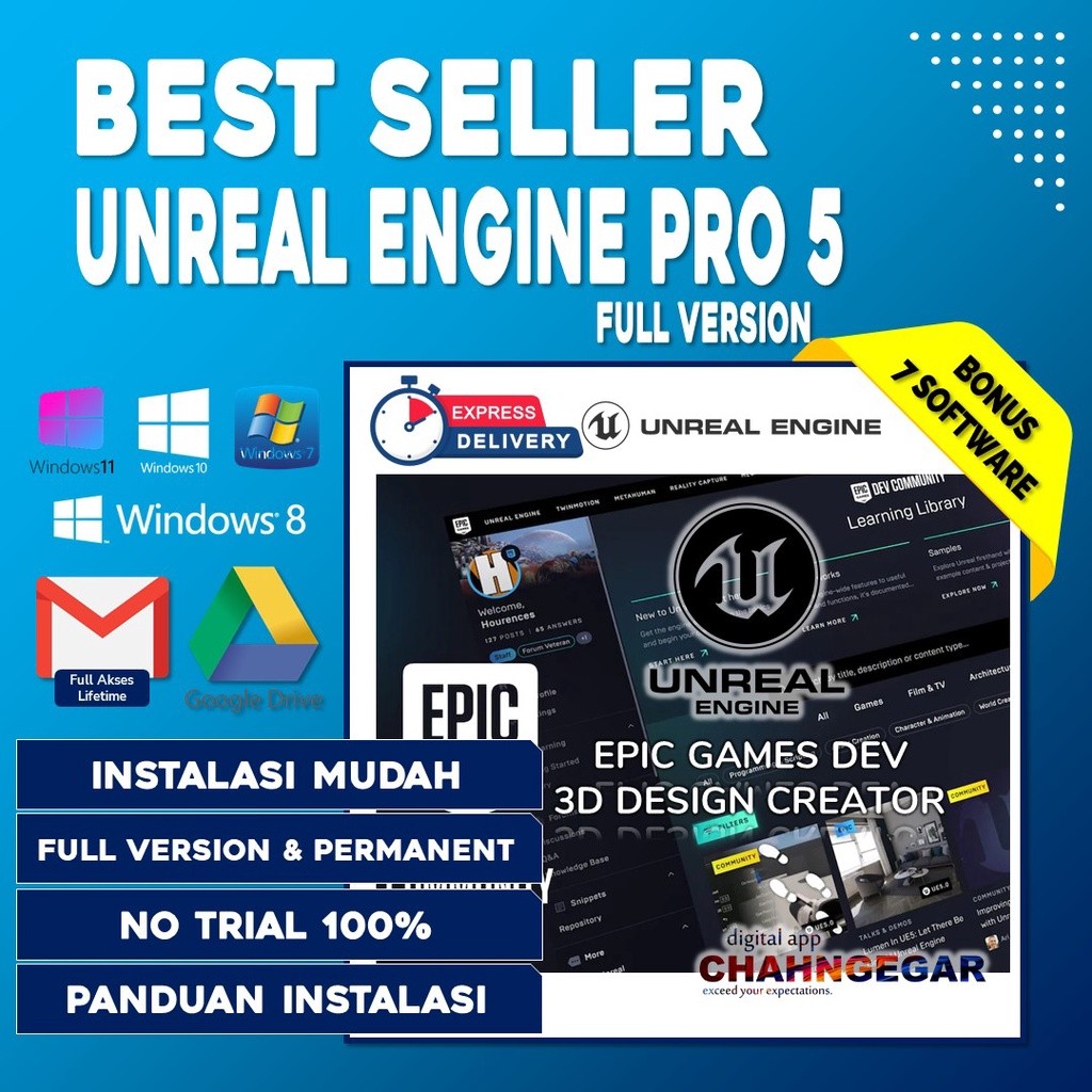 Unreal Engine 5 versi 2024 Full Version Software Design 3D Game Creator aplikasi game engine 3D Unre