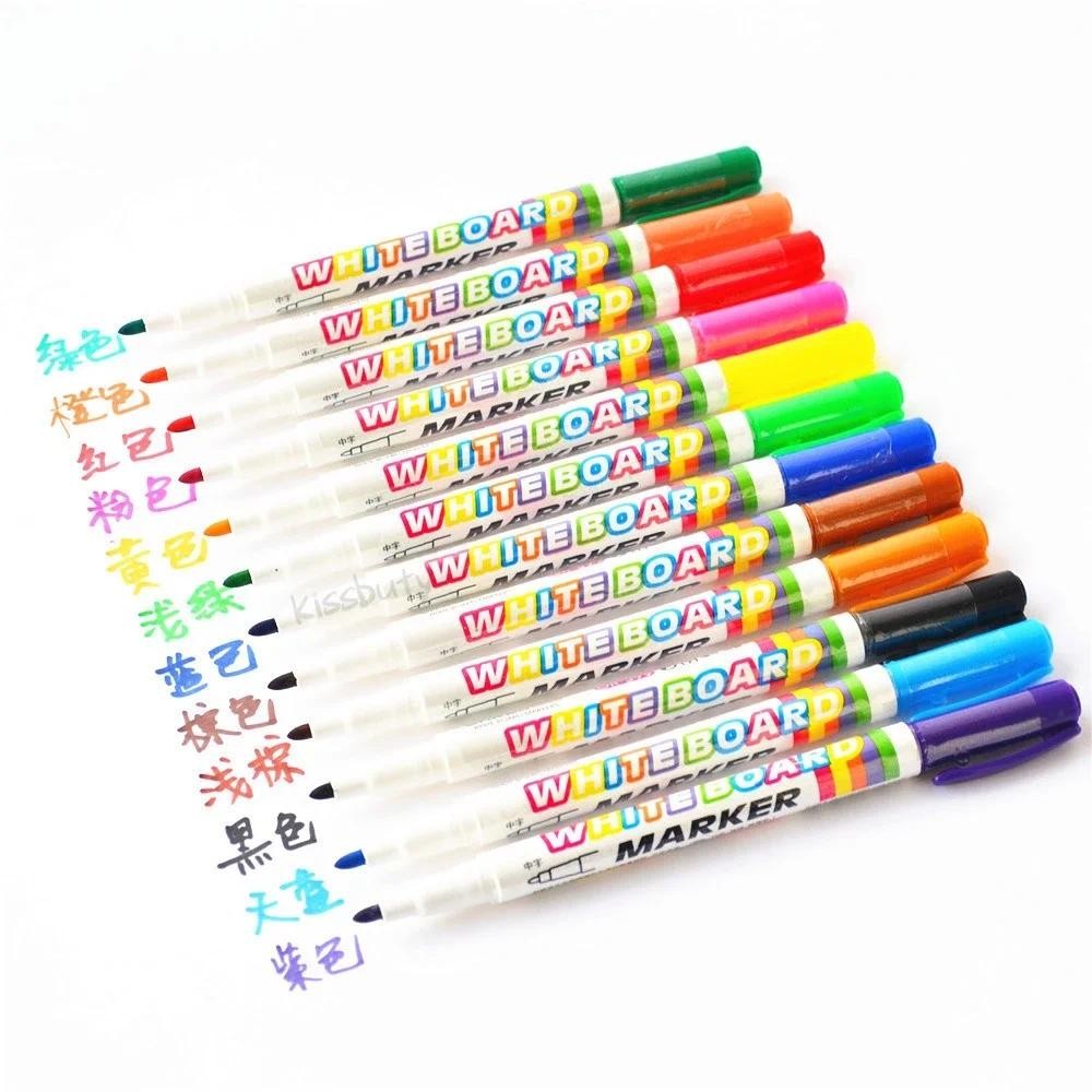 

12 Colors Whiteboard Marker Pens Liquid Chalk Erasable Glass Ceramics Child Write Maker Pen Office School Supply Stationery