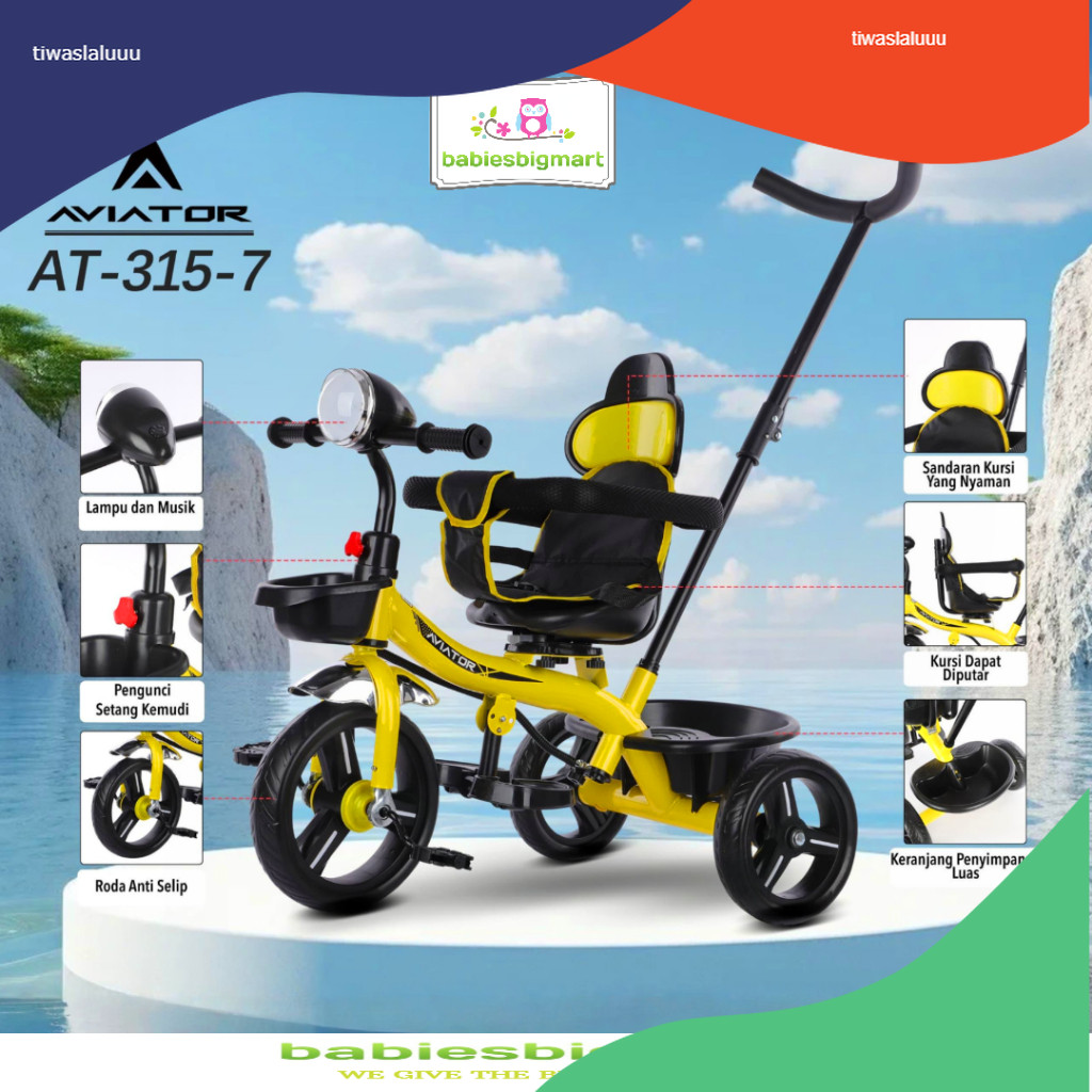 Sepeda Anak Roda 3 Tiga Tricycle Aviator AT 115 / AT 315-7 / AT 306 7 / AT 105 7 / AT 125-7 / Exotic