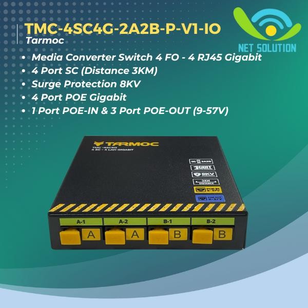 Tarmoc TMC-4SC4G-2A2B-V1-IO | Media Converter 4 FO 4 LAN / 4FO 4LAN 4SC 4LAN 4 SC 4 LAN Gigabit POE 