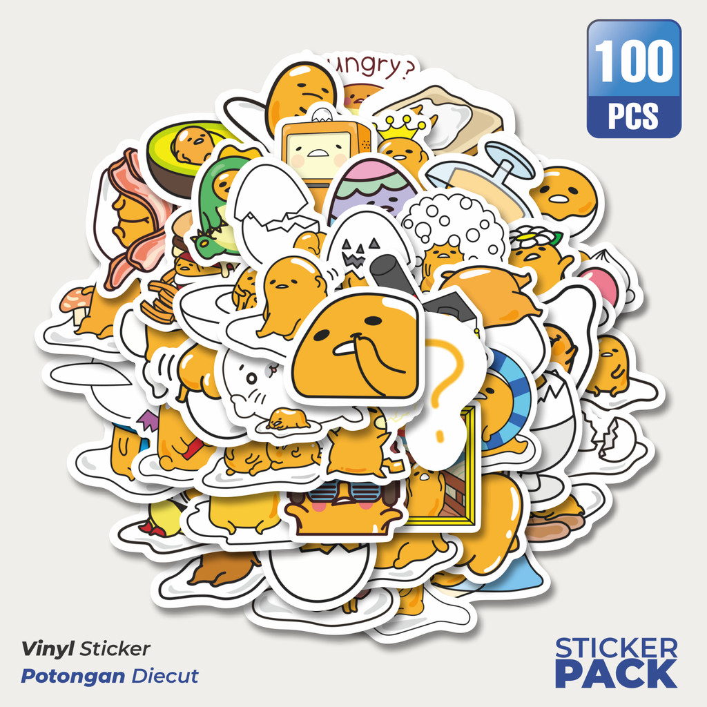 

Stiker Vinyl Stiker Kartun Gudetama Stiker Waterproof Aesthetic- Untuk Laptop, Motor, dan Helm - Paper Stationery Pack