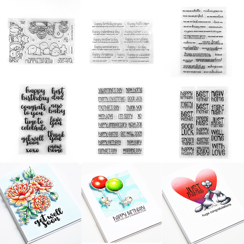 

Happy Everything Saying Stuff Adore You Sentiments Clear Stamps For DIY Craft Making Art Card Photo Album Scrapbooking Decora