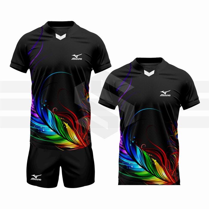Jersey Voli Baju Volly Jersey Futsal Baju Futsal Kaos Bola Atasan Olahraga Badminton MZ Merak Hitam 