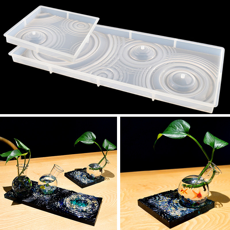 

DM358 Water Ripple Vase Terrarium Base Mold Epoxy Resin Hydroponic Plants Holder Flowerpot Stand Silicone Moules
