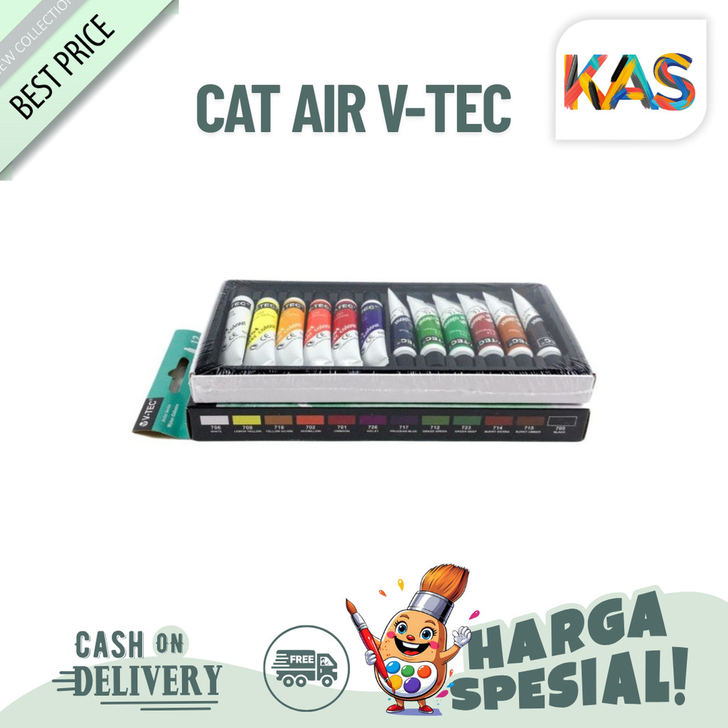 

Cat Air V-tec VT-1325/ W Water Colours 12 Warna x 6 ML – Satu Set