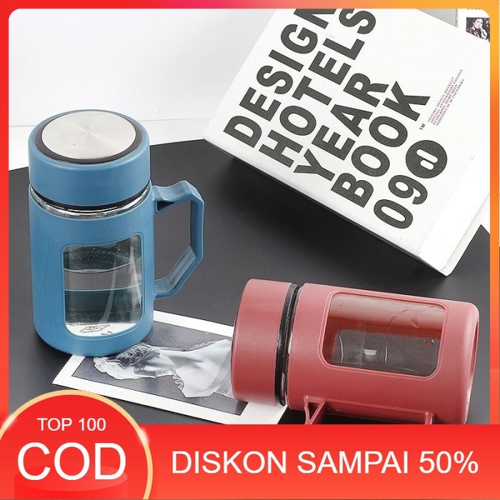 Botol Kaca Cangkir Botol Minum Kaca Model Gelas Mug Minum Kaca