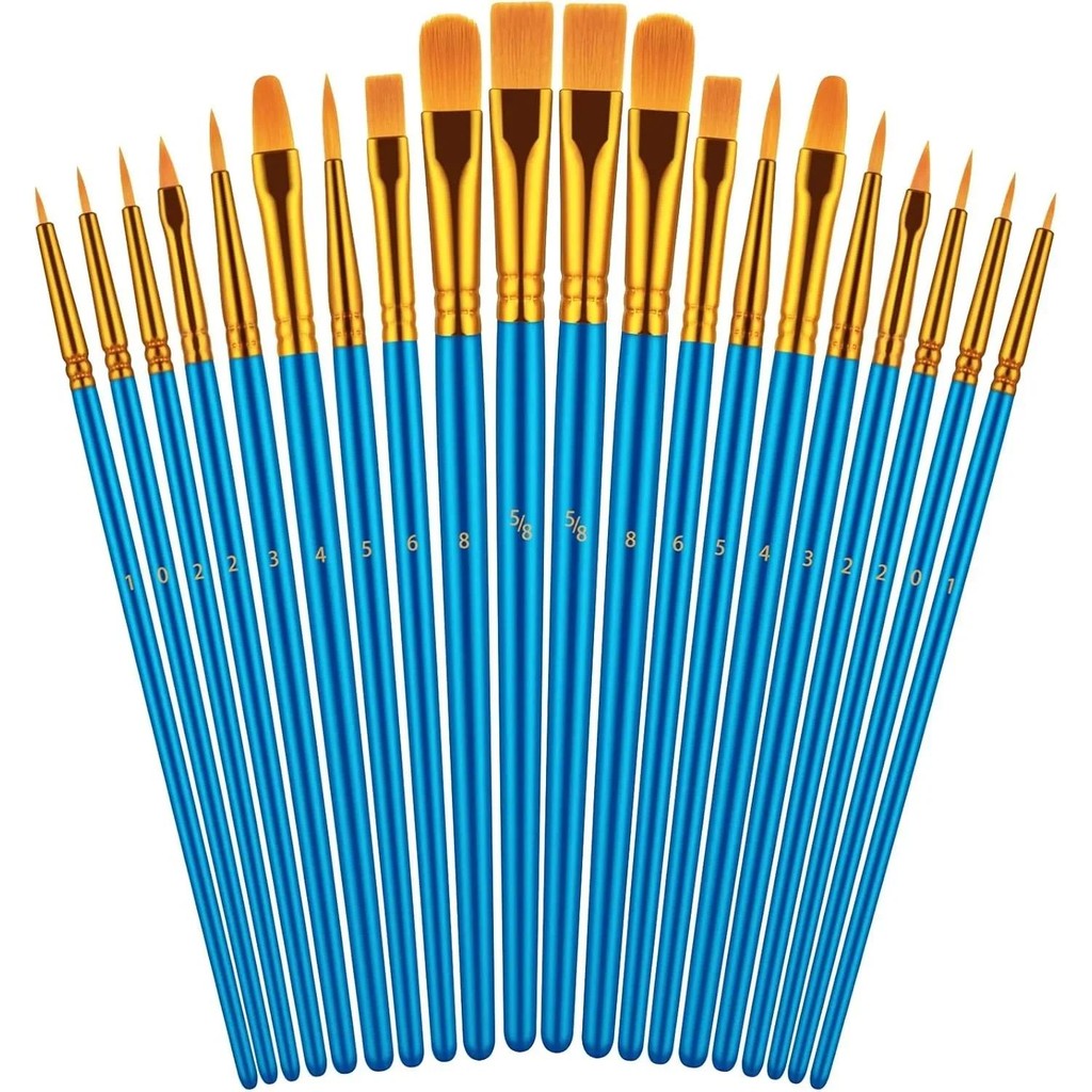 

20 oil watercolor acrylic paint brushes, artist body Face rock canvas, children adult painting art craft supplies, blue