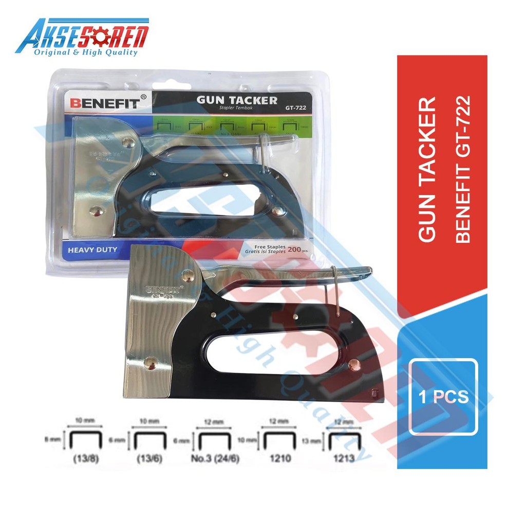 

Aksesoren Gun Tacker Benefit GT-722 [1 Pcs] / Stapler Tembak / Steples Staples Besar Jumbo Jok Motor Dekor Tenda GT722