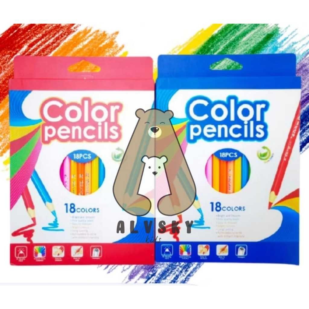 

ALVSKY PENSIL WARNA CERAH 12 / 18 / 24 TIDAK BERACUN SUPERIOR QUALITY / COLOR PENCILS