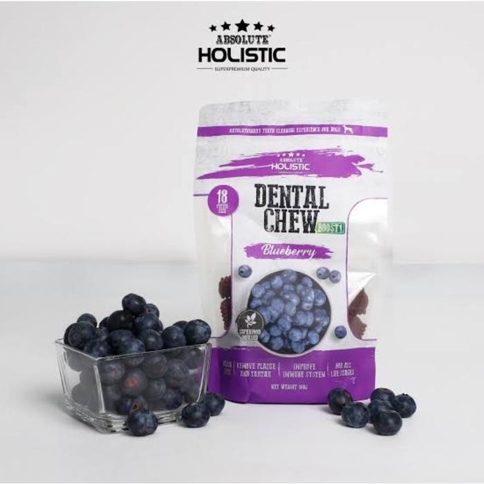 

Absolute Holistic Dental Chew Boost 160 GR Dog Snack Gigitan Cemilan Treat Treats Pembersih Gigi Anjing - Blueberry