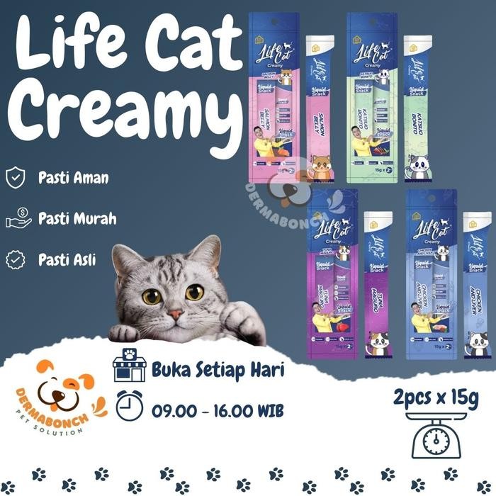 

Snack/Treat/Cemilan Kucing (Cat) Life Cat Creamy 2x15 gr 2x15 g - SALMON