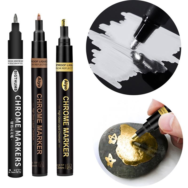 

3color Mirror Marker DIY Reflective Paint Pen Gold Silver Copper Metallic Craftwork Pen For Resin Mold Glass Plastic Marker