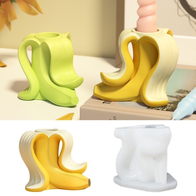 

DIY Banana Shape Candle Holder Silicone Mold Fruit Shape Candlestick Cement Gypsum Resin Molds Modern Handmade Crafts Making