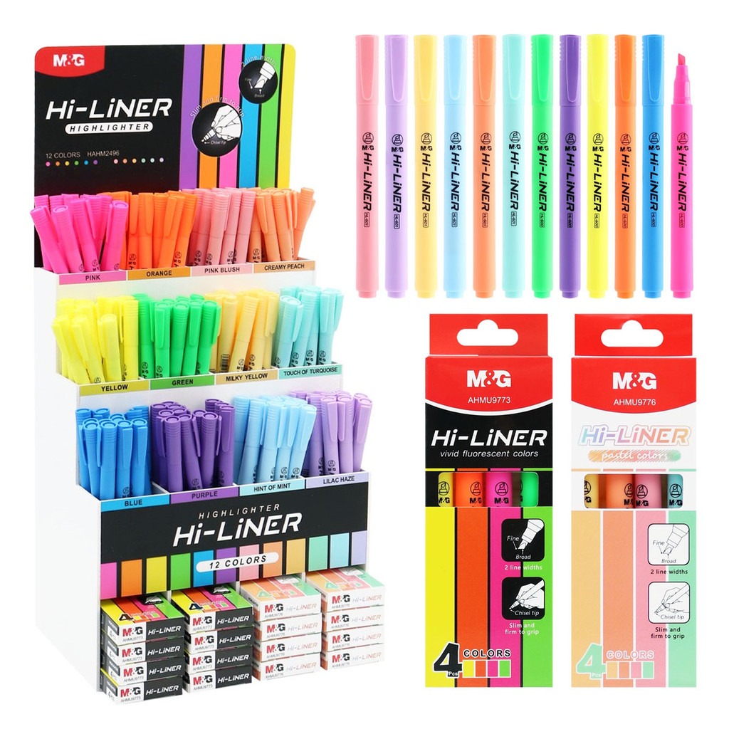 

Hi-Liner + Display Isi 12 Warna Stabilo Highlighter Colorful & Pastels M&G HAHM2496 Isi 352 Pcs