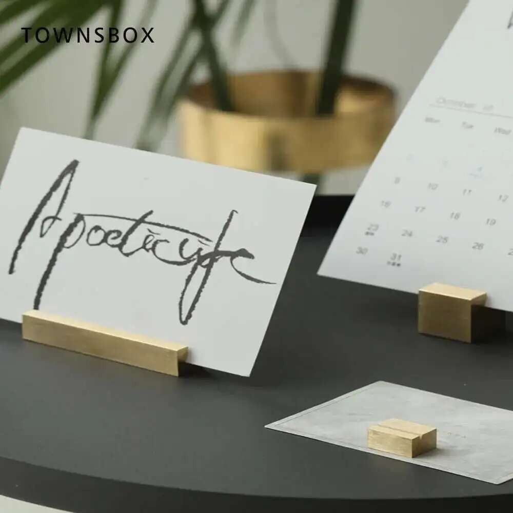 

Brass Label Holder Stand Price Numer Card Seat Business Name Tag Clip Desk Photo Note Base Picture Postcard Display Block Base