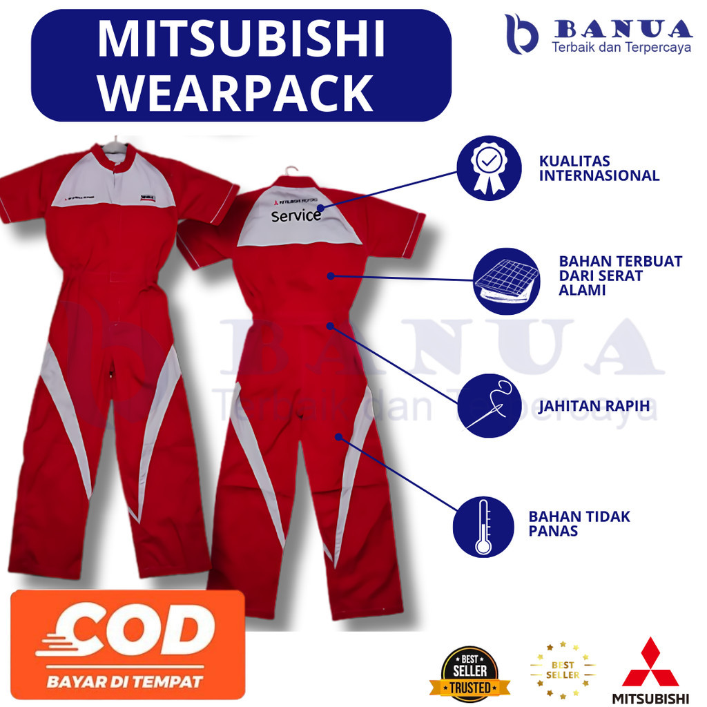 Wearpack Mitsubishi | Seragam Mitsubishi Ori | Seragam Bengkel| Seragam Kerja Pria | Seragam Mekanik