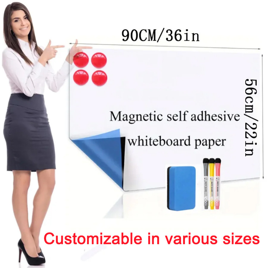 

White Board Sticker Adhesive, 22" x36" Magnetic Dry Erase Board Paper for Wall, large whiteboard wall Children's writing board
