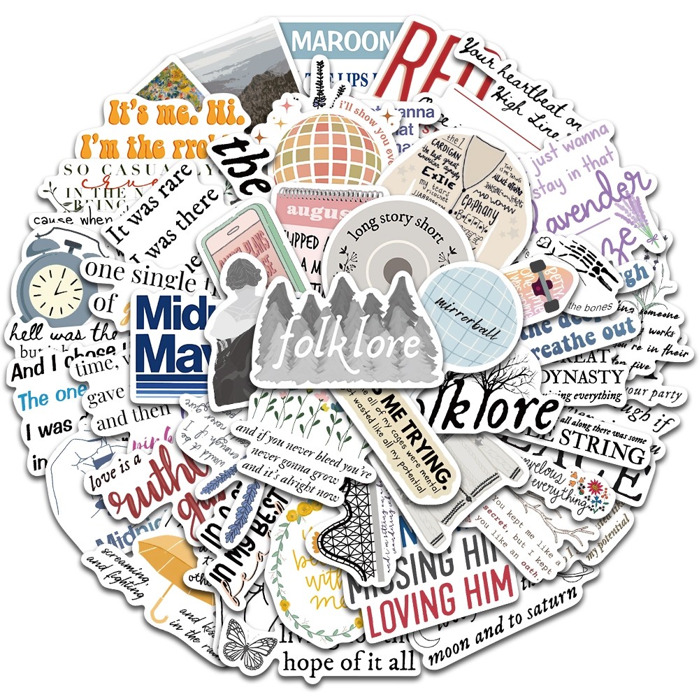 

Sticker Lucu Cerita Rakyat Taylor Swift Folklore Stiker untuk Buku Tempel/Buku Harian/Dekorasi Laptop/Sticker Helm Tahan Air Vinil/Stiker Tablet Ponsel Stiker Tahan Air