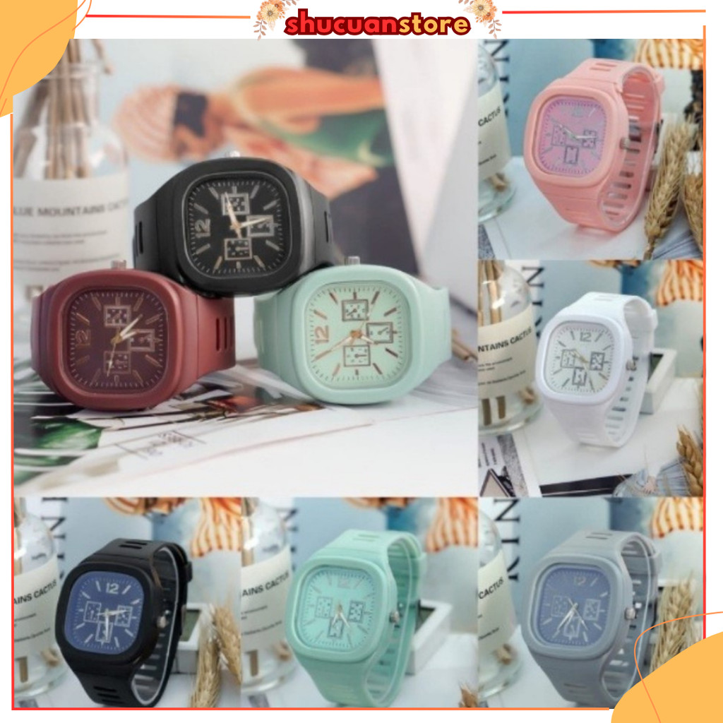 SH Jam Tangan Analog Chrono Pria Wanita Rubber Quartz Fashion Couple Anak Remaja Premium RM035