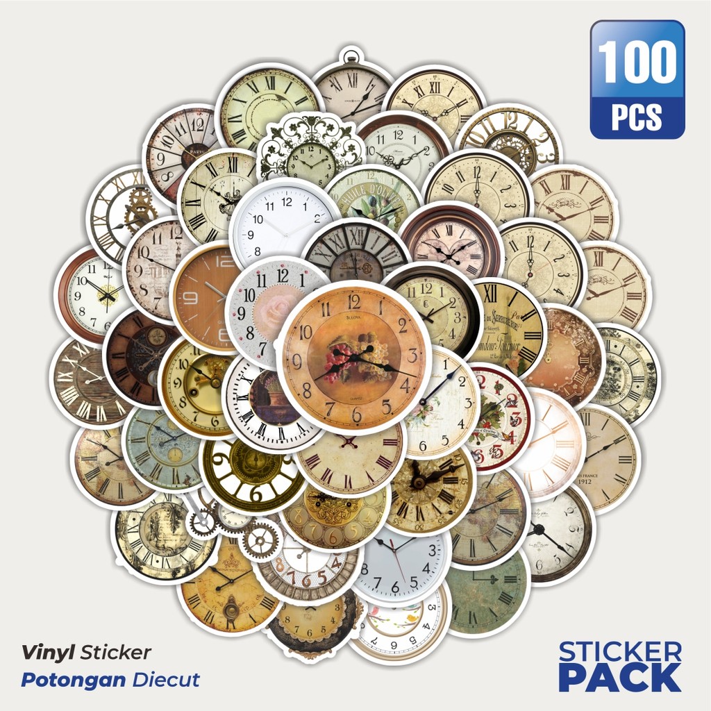 

Stiker Vinyl Stiker Jam Vintage [Klasik] Waterproof Aesthetic- Untuk Laptop, Motor, dan Helm - Paper Stationery Pack