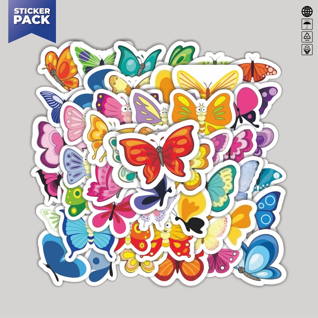 

[100PCS]Stiker Pack Stiker Hewan Butterfly [Kupu Kupu] Aesthetic Vinyl Anti Air Dekorasi Sticker Laptop Buku Journal Koper Helm Casing HP Gitar Helm Skateboard