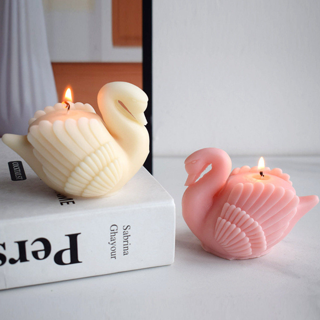 

New White Swan Silicone Candle Mold Wild Goose Soap Resin Gypsum Mould Animal Chocolate Cake Making Set Wedding Decor Gifts
