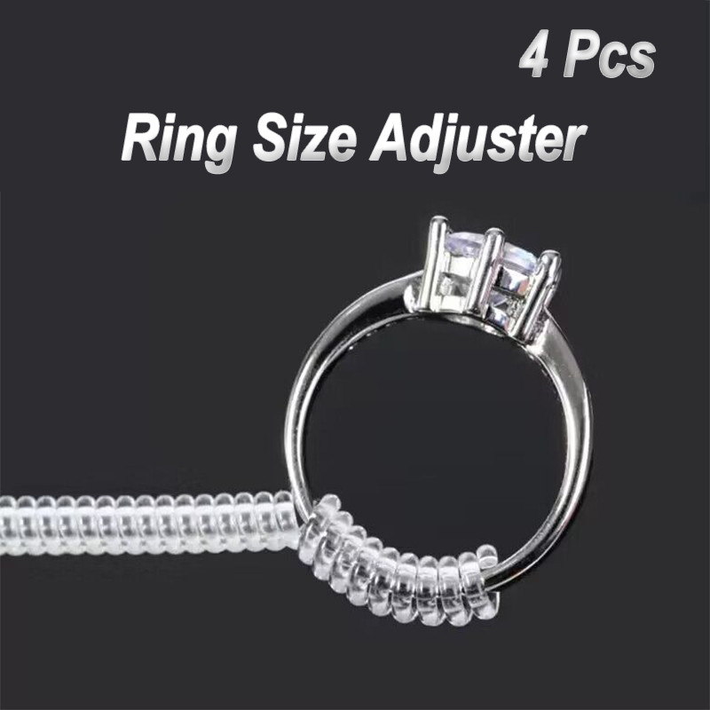 

Spiral Based Ring Size Adjuster Transparent Ring Fixed Reducer Anti Lost Tightener Finger Ring Size Resizer Jewelry Guard