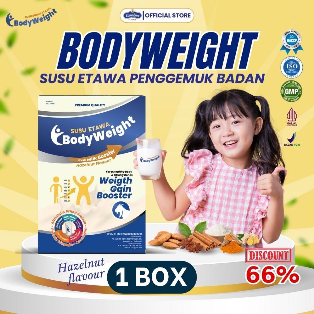 

BodyWeight Susu Etawa Penambah Berat Badan Susu Kambing Etawa Membantu Meningkatkan Nafsu Makan dan Masa Otot Kemasan 250gr Paket 1 Box
