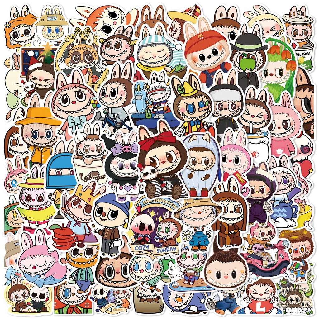 

50Pcs Cute Cartoon Labubu Stickers Kawaii Water Bottle Stickers for Gifts, Waterproof Vinyl Stickers, Aesthetic Laptop Stickers