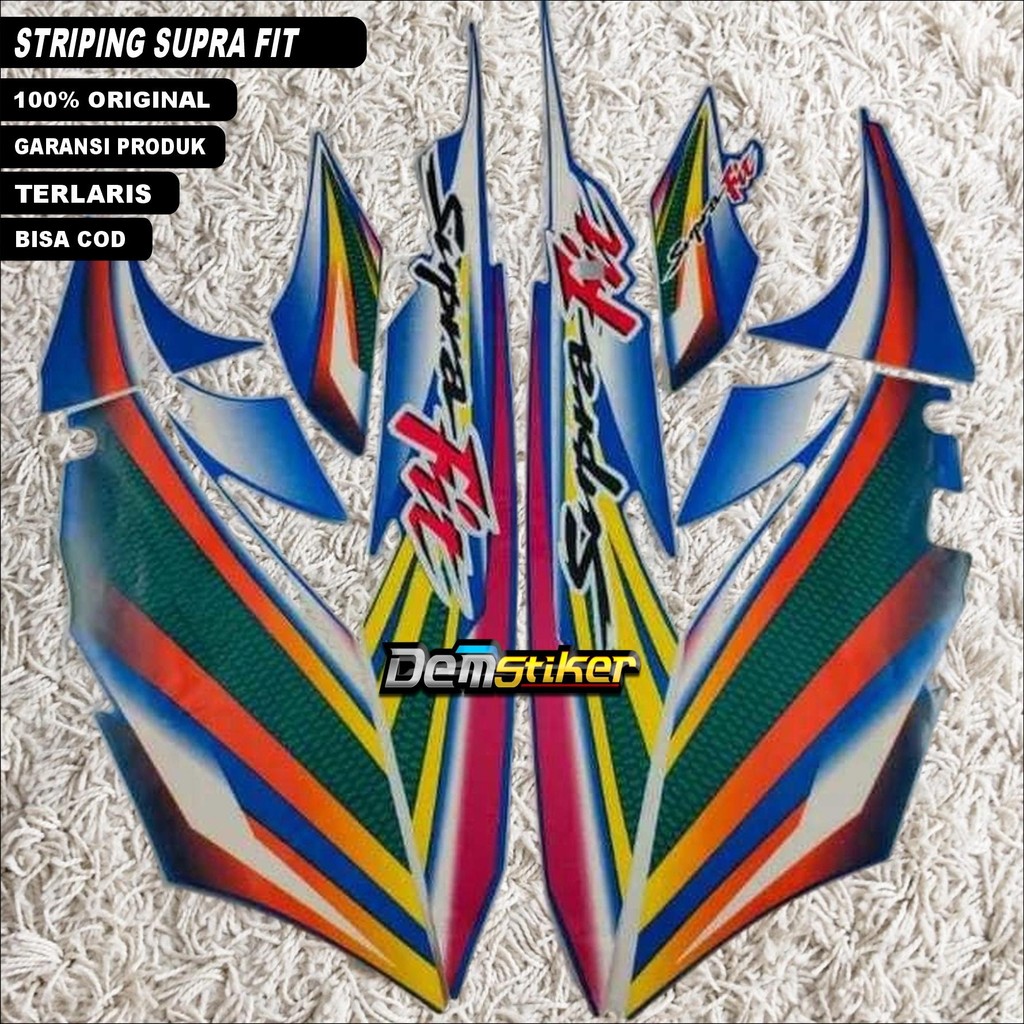 Striping Stiker Honda Supra Fit 2003 2004 - Supra Fit Lama Biru Full Murah