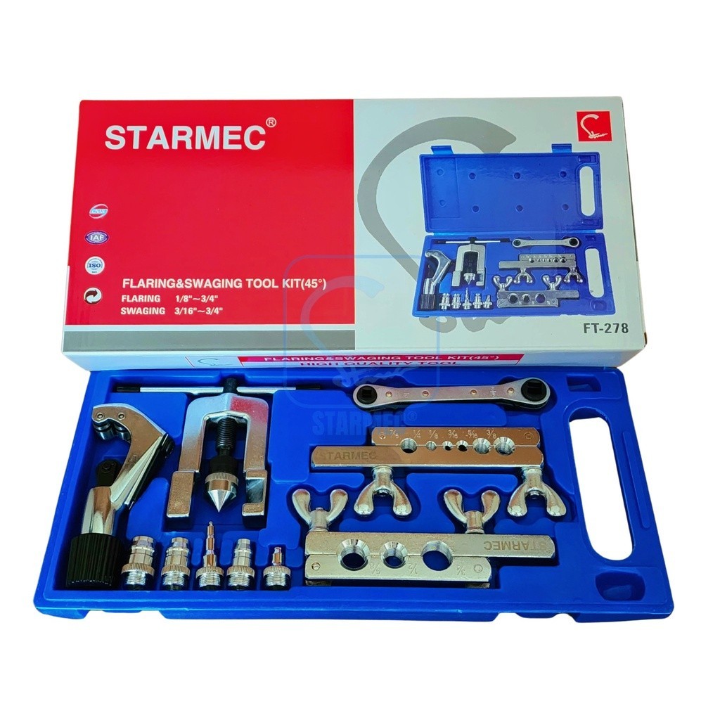 

Flaring Tool Pipa AC Swaging SET 278 + Rachet & Cutter STARMEC terlaris