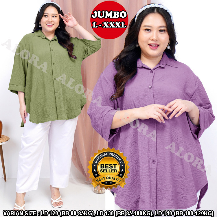 OLIPOPISHOP  Atasan Kemeja Wanita Jumbo LD 120- LD130- LD140 - Blouse Wanita Big Size Oversize
