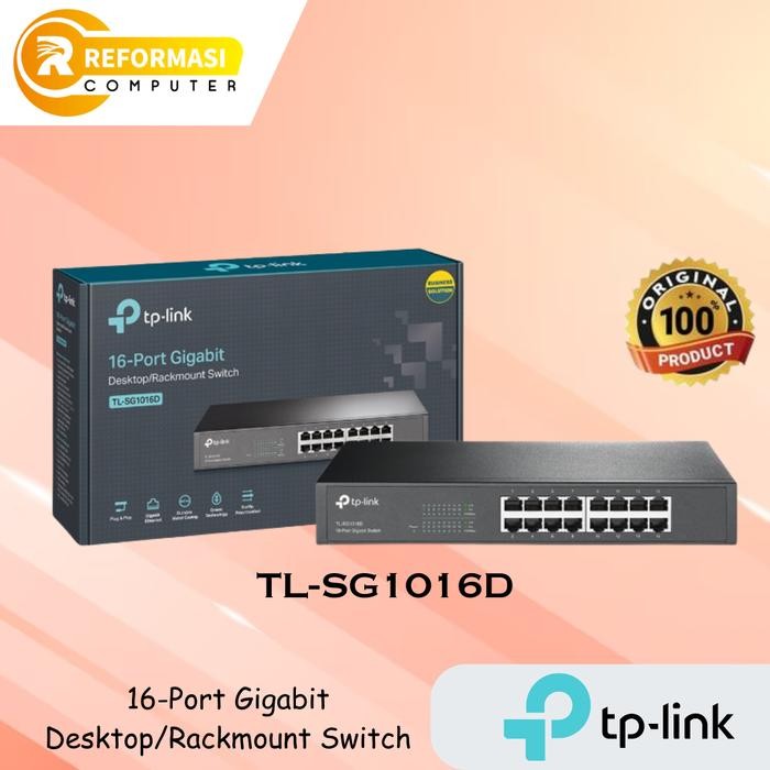 TP-LINK TL-SG1016D TPLINK 16 Port Gabit Desktop/Rackmount Switch Hub - TL-SG1016D