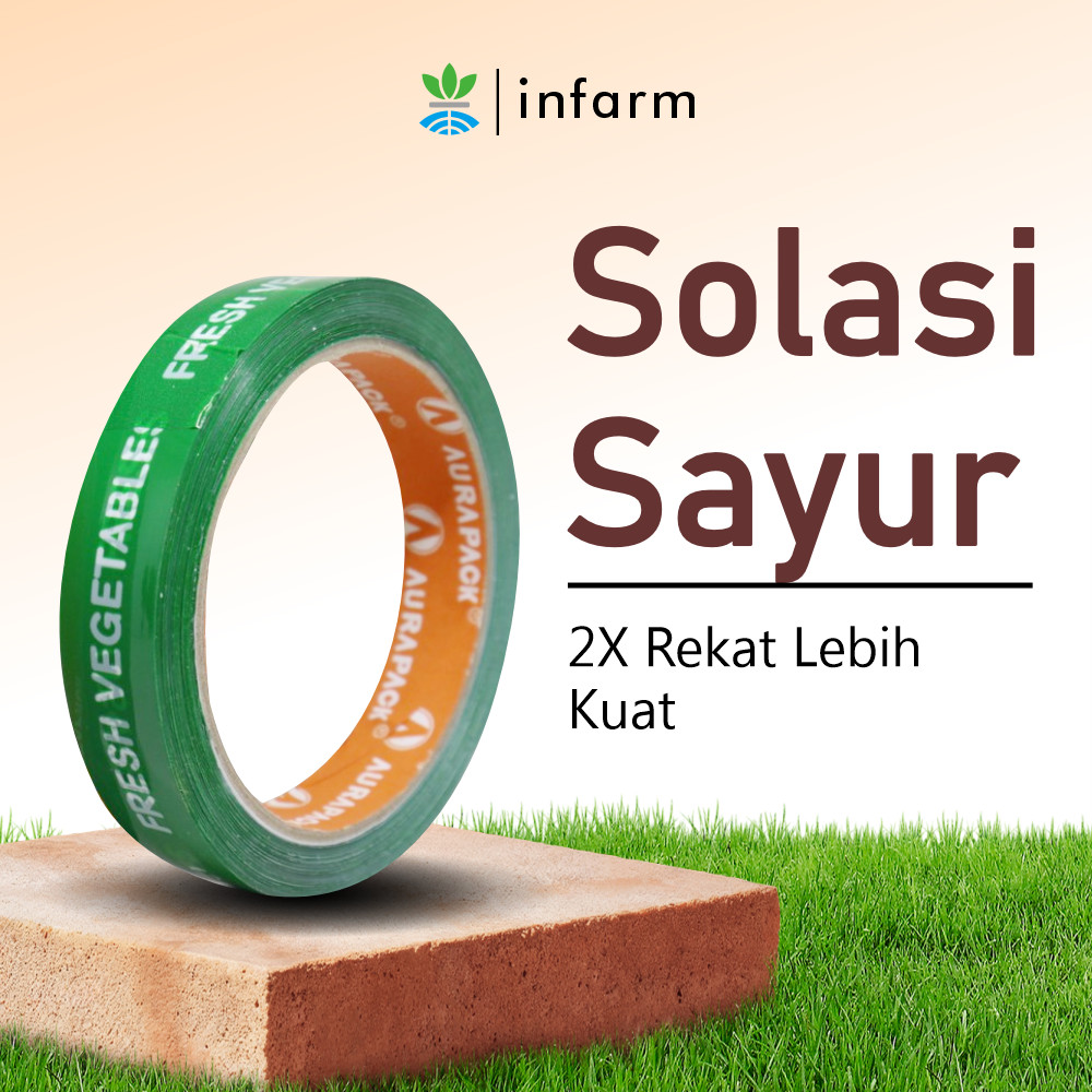 INFARM - Tape Selotip Isolasi Sayuran Fresh untuk Buah dan Sayur, Lakban Sayur Hijau Pengikat Sayura