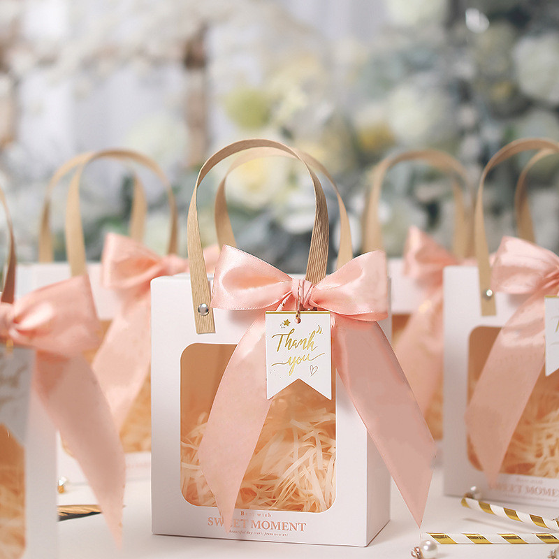 

10/20pcs Transparent Window Gift Bags For Wedding Birthday Baptism Party Candy Souvenir Packaging Bag For Guest Paper Handbag