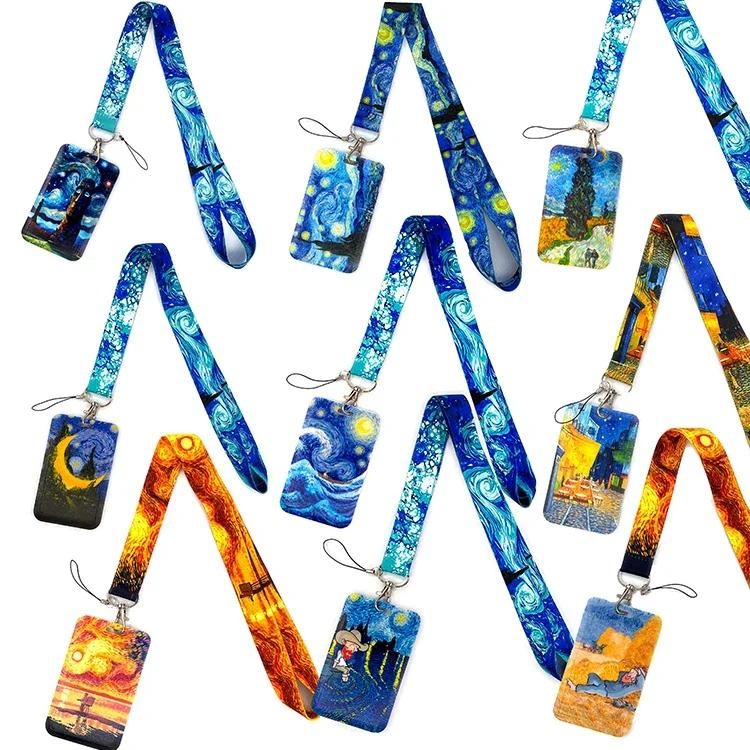 

Van Gogh series Key Neck Strap lanyard Card ID Badge Holder Squirtle Key Chain Key Holder Key Rings Accessories Gifts