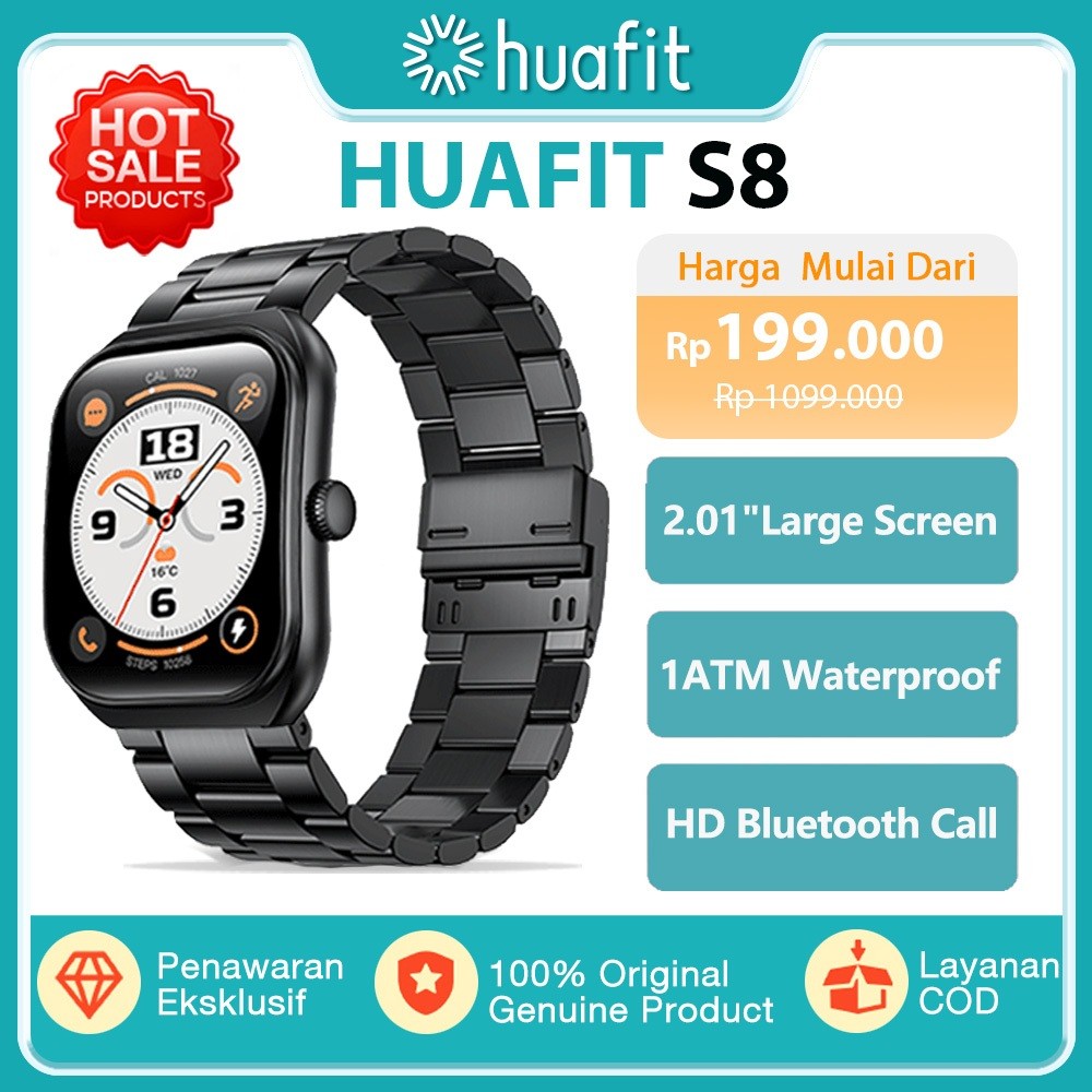 huafit S8 Jam Smartwatch Untuk Olahraga 1ATM Waterproof IP68 |7 Days Long-lasting-Battery | Ai Voice