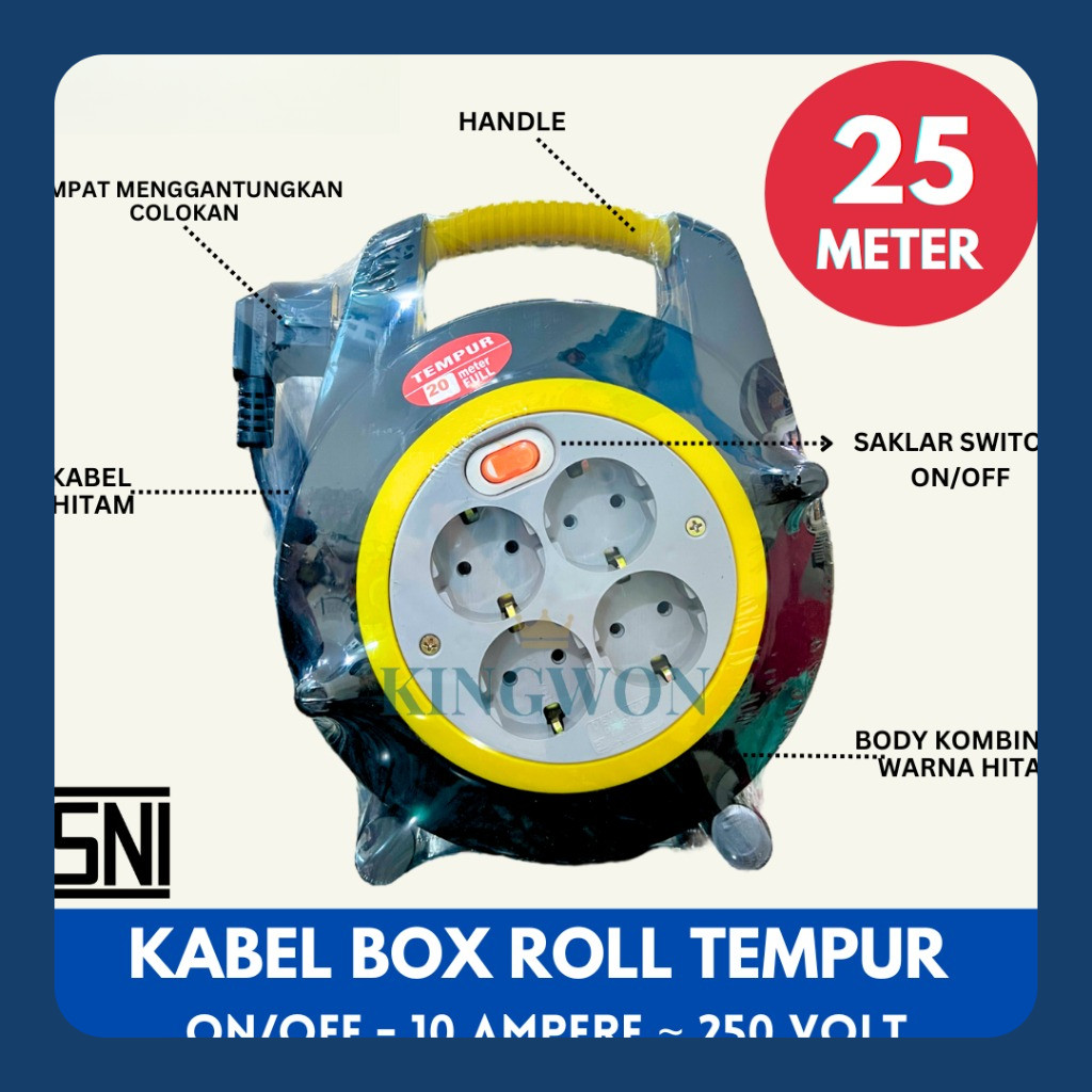 ROLL KABEL BOX KABEL 20 M 25 M COLOKAN LISTRIK STOP KONTAK + KABEL PANJANG 20 METER 25 METER TEMPUR