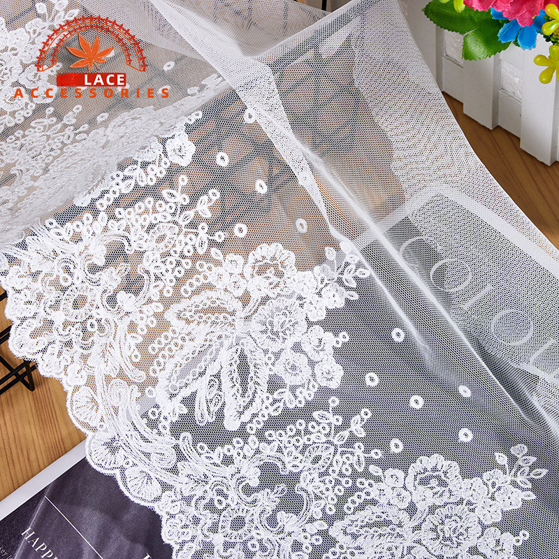 

Wide Polyester Embroidered Sewing Ribbon, Guipure Lace Trim, Fabric Warp Knitting DIY Garment Accessories, Wedding Lace