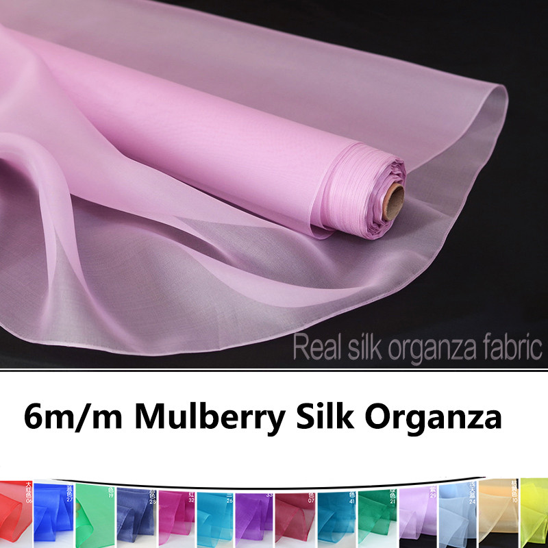 100% Mulberry Silk Organza ,Width 138cm, Thickness 6m/m, Pure Silk Tulle Fabric for Wedding DIY Sewi